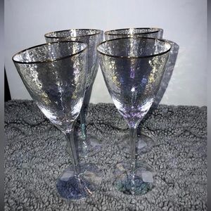 NWT Anthropologie Lustered Gold Rimmed Wine Glasses